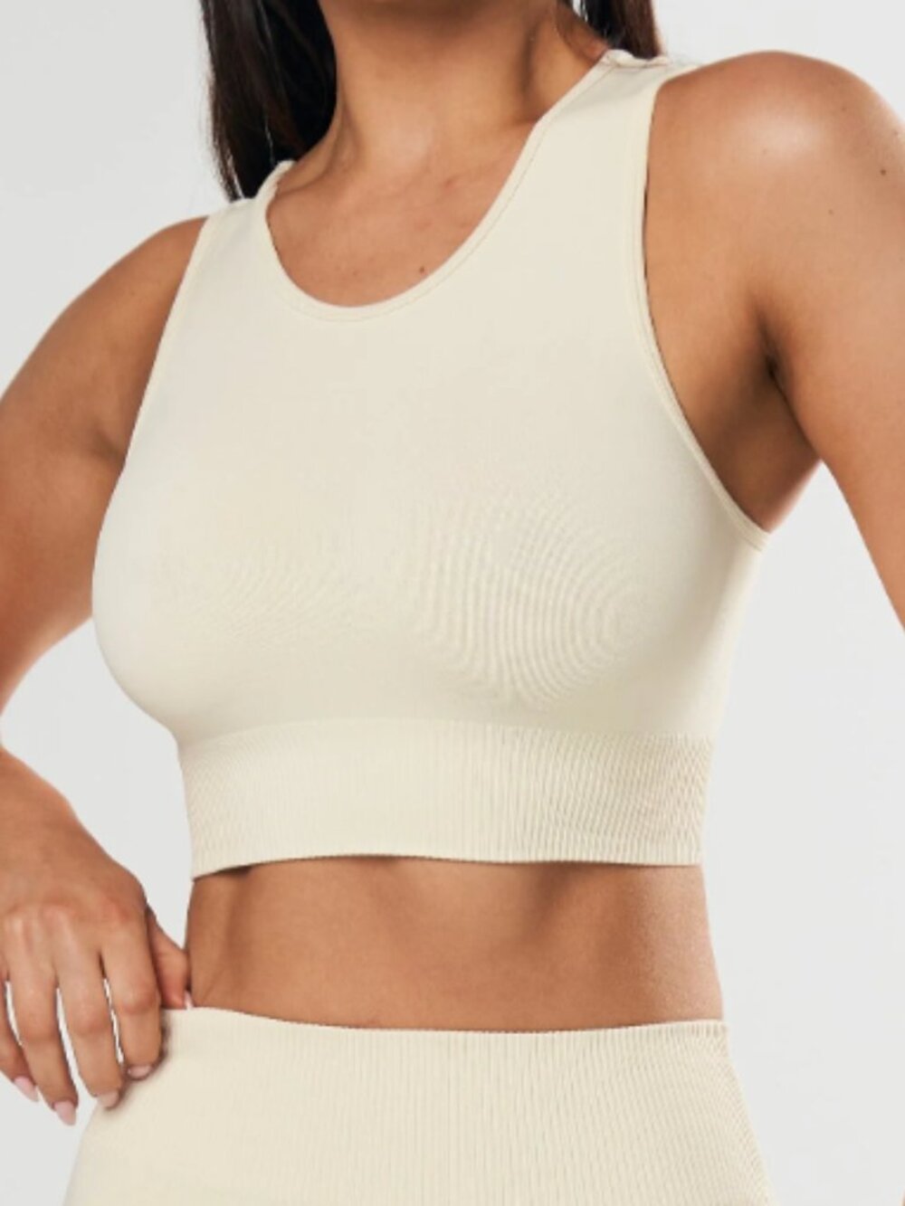 SECONDLEFT SEAMLESS CROPPED SINGLET Grey/White